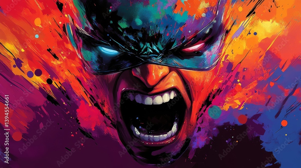 Poster a set of comic book images showcasing radial gradients and halftone textures, creating a blank pop-a
