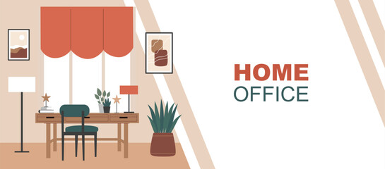 Banner interior design,home decor.A template with a space for the text.Flat vector illustration.