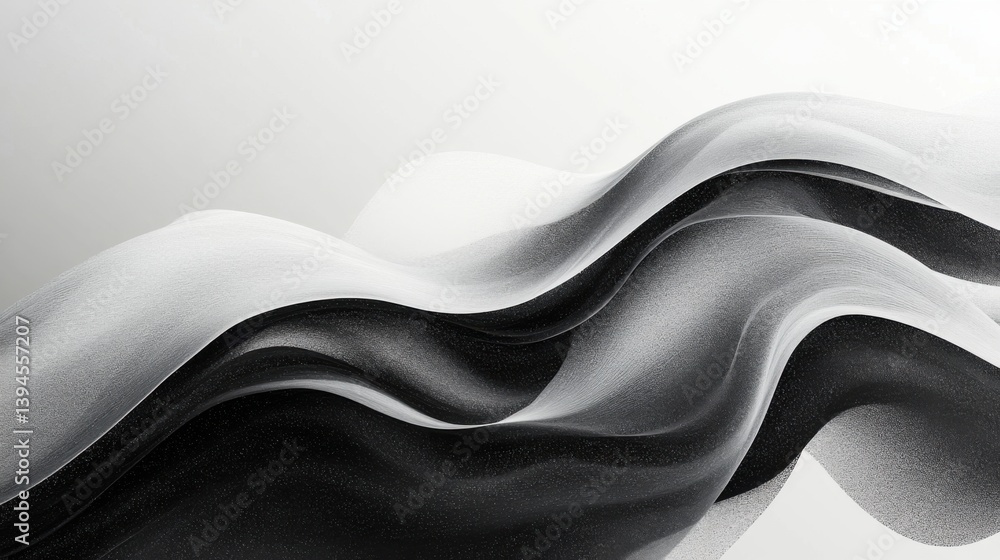 Poster abstract monochrome waves create a fluid, elegant design, showcasing smooth curves and a sense of mo
