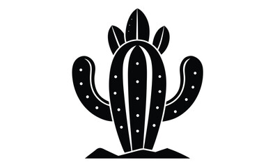 Prickly pear cactus vector art silhouette