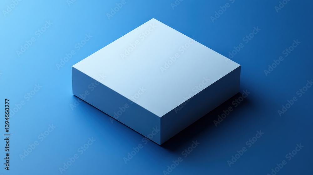 Poster a minimalist, blue-toned image featuring a simple, flat, square-shaped object with smooth edges agai