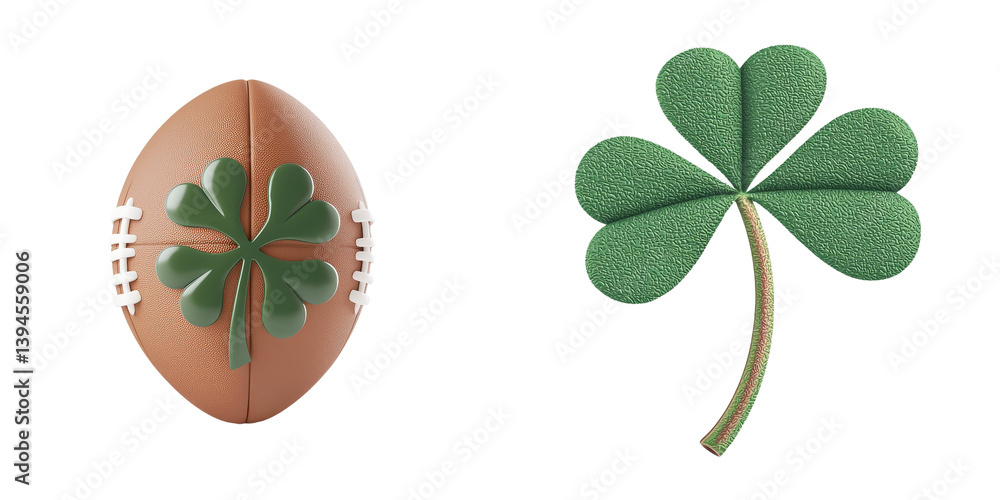 Poster minimalist mockups featuring a unique football design with a clover motif and a stylized green clove