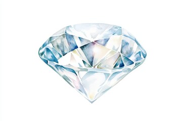 Radiant watercolor diamond gemstone bright studio art illustration minimalist close-up view beauty concept