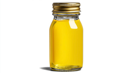 A small jar of yellow liquid