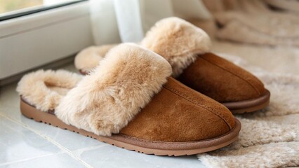 Soft fur slippers