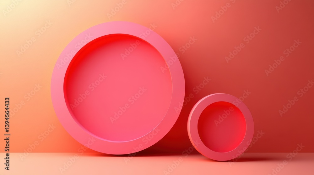 Poster a minimalist design featuring two pink circular shapes against a gradient background, showcasing mod
