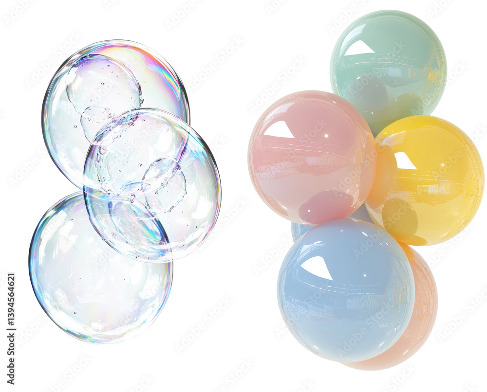 Poster Creative display of minimalist bubble mockups showcasing different colors and sizes on a clean background