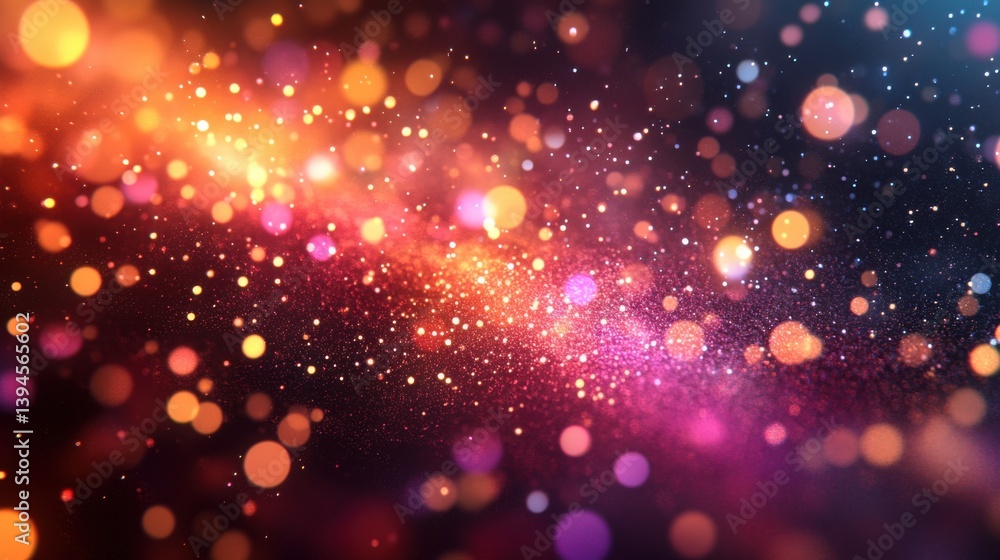 Poster a vibrant display of colorful bokeh lights against a dark background, creating a dreamy, ethereal ef