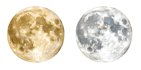 Two Artistic Moon Designs, Celestial Illustrations, Night Sky Art, Detailed Lunar Views, Cut Out