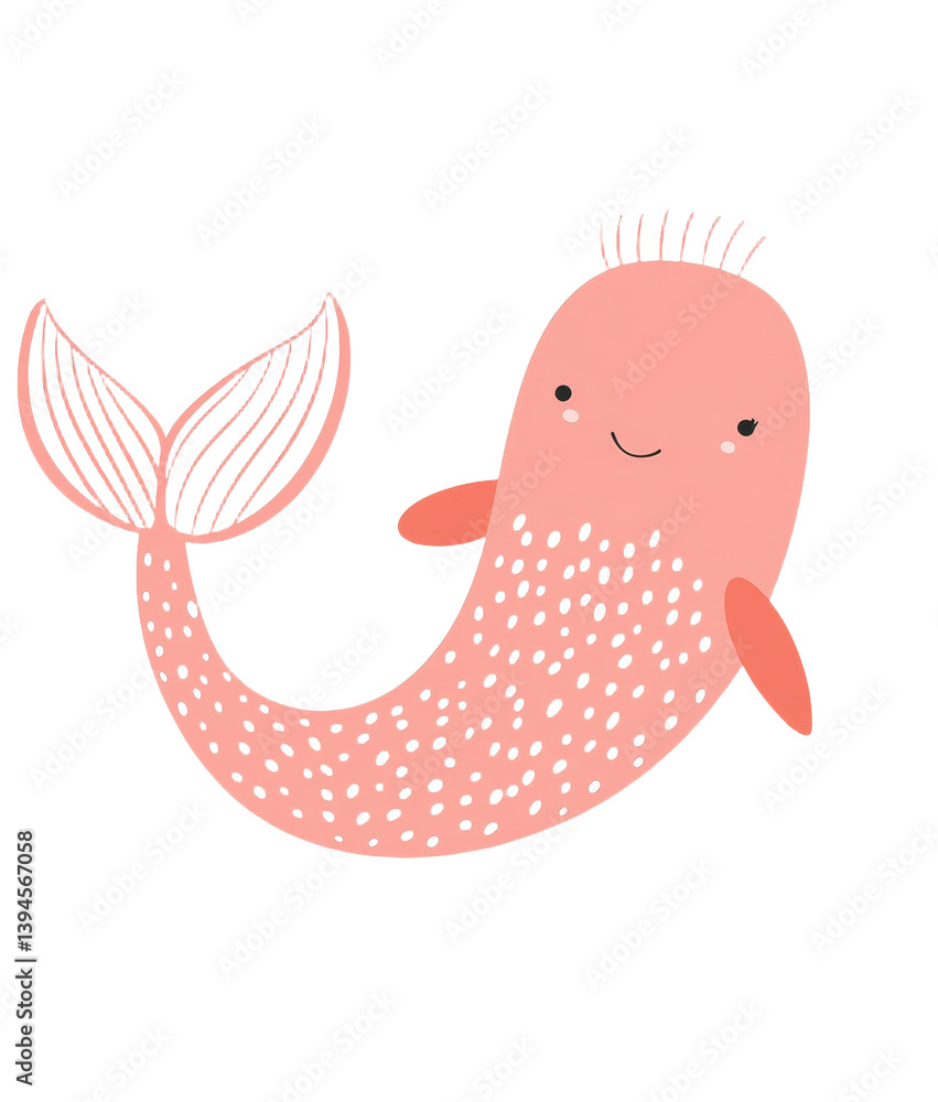 Aufkleber delightful cartoon whale character swimming in a minimalist style with cheerful expression and playf