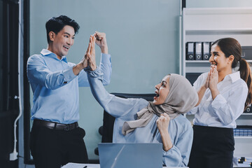 business meeting businesswoman woman office entrepreneur presentation success applause applauding...