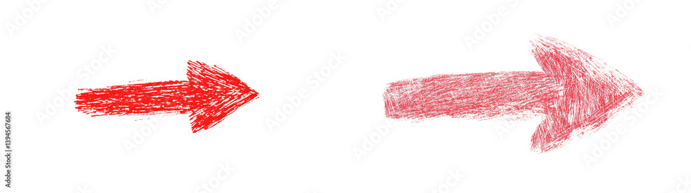 Fototapete minimalist isolated mockups showcasing two textured red arrows pointing right against a clean white 