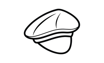 Black beret hat icon shape silhouette, Black beret hat silhouette icon vector illustration design on white background. 