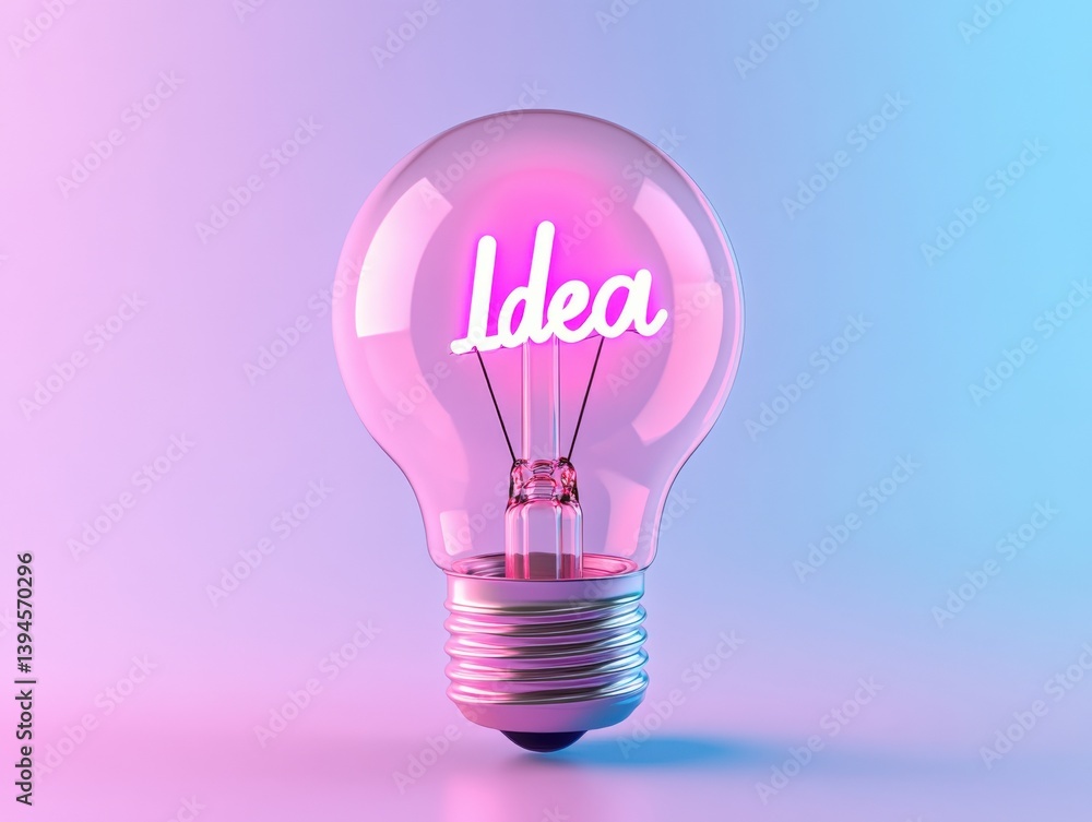Wall mural lightbulb with neon idea message