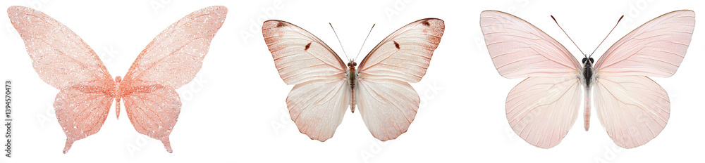 Aufkleber Minimalist isolated mockups of delicate butterflies showcasing soft colors and intricate wing patterns for design inspiration