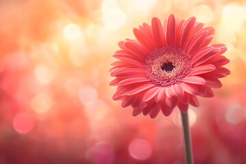 Beautiful Pink Gerbera Daisy Flower Soft Bokeh Background