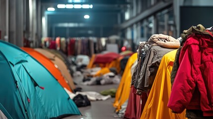 Temporary tent city erected for disaster relief or displaced populations