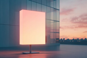 Blank billboard at dusk by building