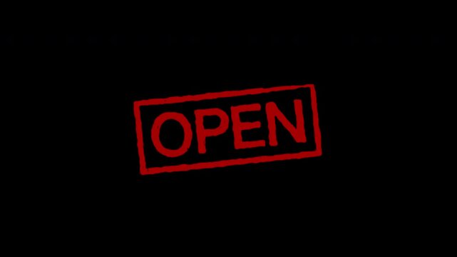 ハンコ風テキストアニメーション(横長印) - OPEN -