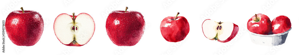 Poster Minimalist mockups showcasing various angles of red apples against a plain background