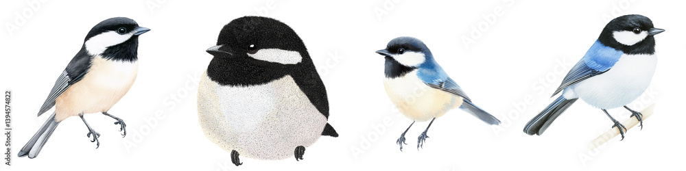 Poster minimalist mockups of various bird species displayed in an isolated setting with a clean background
