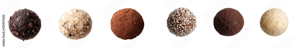 Poster unique minimalist mockups showcasing assorted gourmet chocolate truffles on isolated background with