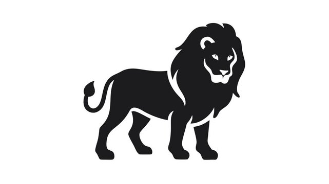 Animated lion silhouette on white background