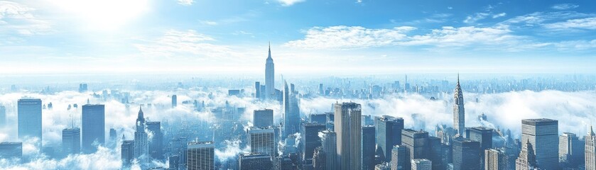 Obraz premium Aerial View of a City Covered in Clouds