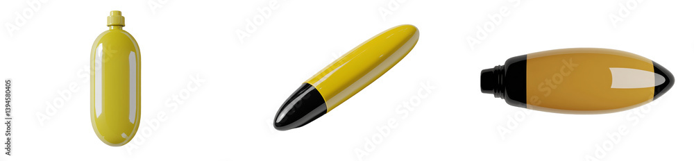 Poster Minimalist mockups featuring yellow objects in various orientations displayed on a clean, white background