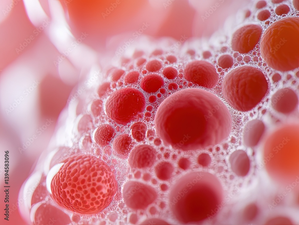 Poster red bubbles macro abstract