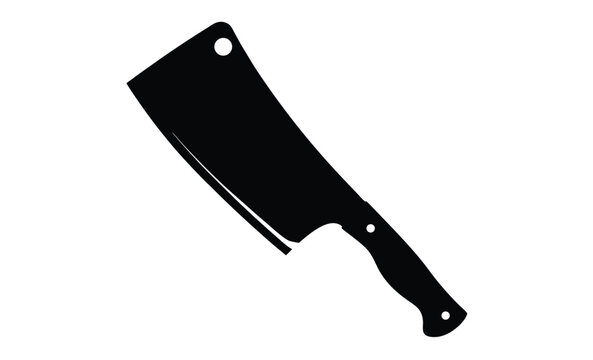 Cooking meat cleaver icon silhouette, Cooking kitchen meat cleaver silhouette icon vector illustration design on white background. 
