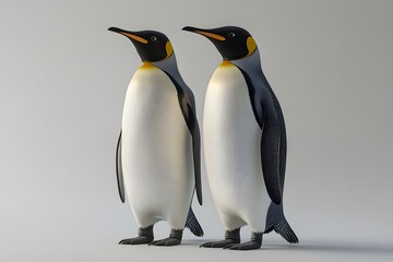 Fototapeta premium Emperor Penguins Standing Together in Cold Polar Habitat