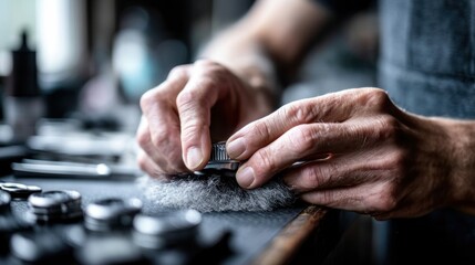 A skilled artisan uses polishing tools to restore a metal item, showcasing craftsmanship in detail.