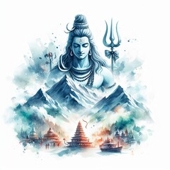 Watercolor lord Mahadev for Mahashivratri festival