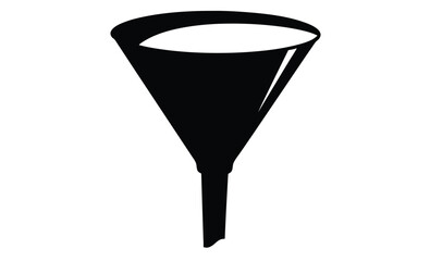 Funnel icon vector design silhouette, Funnel icon silhouette vector illustration design on white background. 