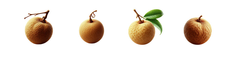 Obraz premium Set of Longan Fruit, isolated over on transparent white background
