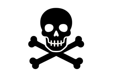 Skull and crossbones symbol representing danger or poison in a minimalist design