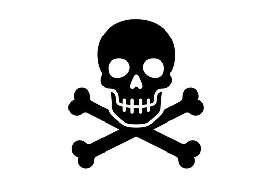 Skull and crossbones symbol representing danger or poison in a minimalist design - Powered by Adobe