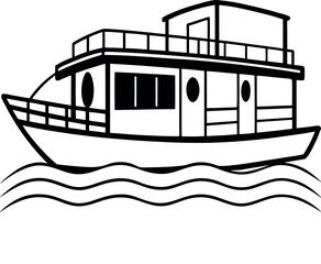 Minimalist Houseboat Vector Art Design