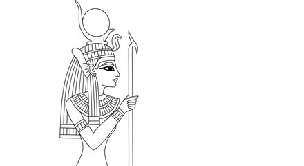 Obraz premium Egyptian Goddess Maat Coloring Sheet Truth Justice Order Feather Headdress Ancient Concept Mythology Outline Art