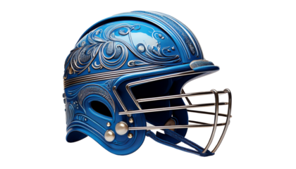 helmet used in cricket blue designed isolated on transparent background