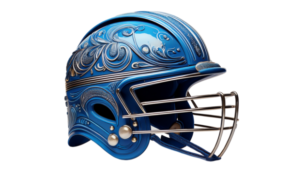 helmet used in cricket blue designed isolated on transparent background