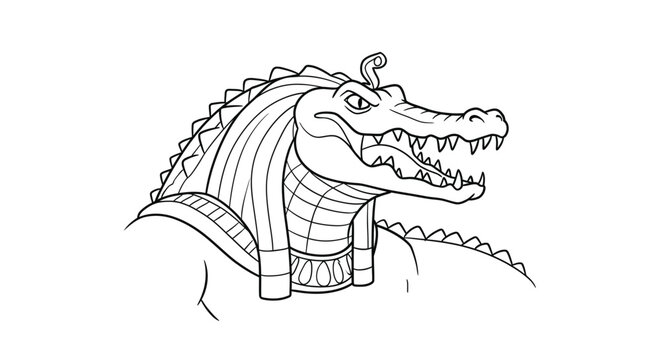 Egyptian God Sobek Coloring Sheet Crocodile Head Deity Nile River Power Ancient Mythology Outline Drawing Design
