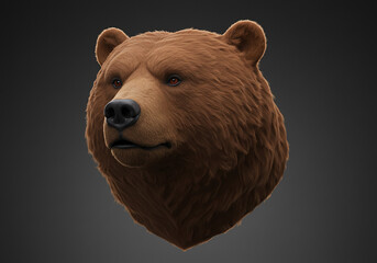 brown bear head illustration 3D render isolated background