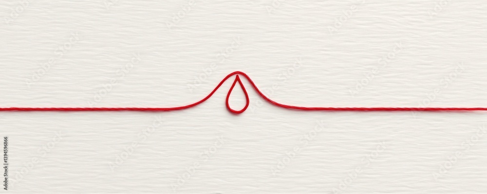 Aufkleber depression isolation therapy concept. red thread on textured background creating a minimalist design