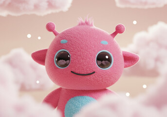pink teddy bear 3D realistic cartton animation style illustration 