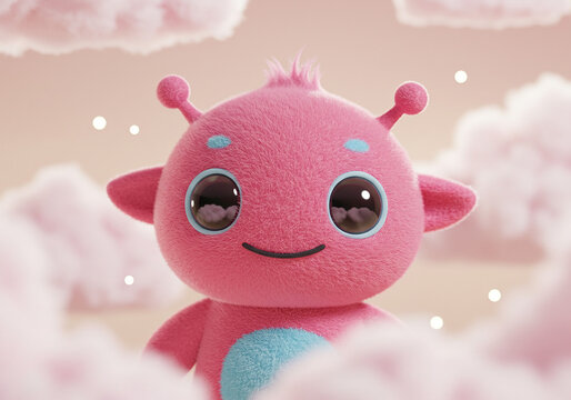 pink teddy bear 3D realistic cartton animation style illustration 