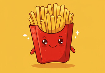 french fries vector illustration 2D