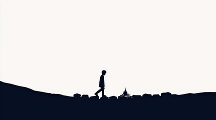 Obraz premium depression isolation therapy concept. A silhouette of a person walking against a minimalistic background.