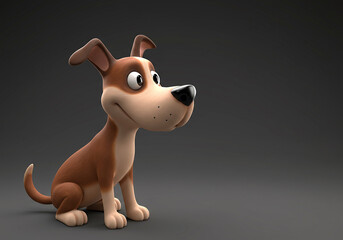 3d dog in isolated background, cartoon animation style illustration